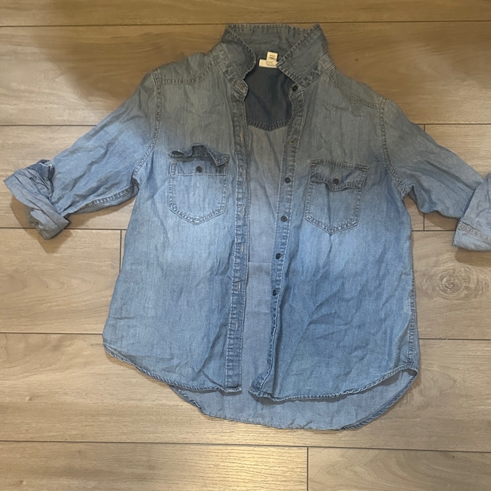 a.n.a Light Blue Denim Top